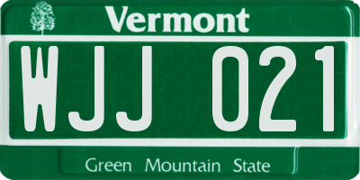 VT license plate WJJ021