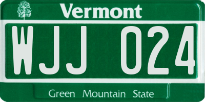 VT license plate WJJ024