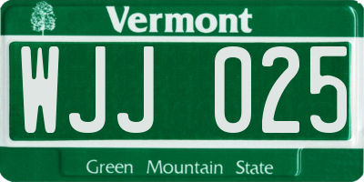 VT license plate WJJ025