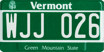 VT license plate WJJ026