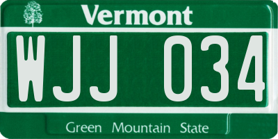 VT license plate WJJ034