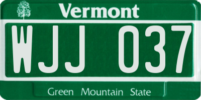 VT license plate WJJ037