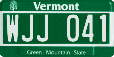 VT license plate WJJ041