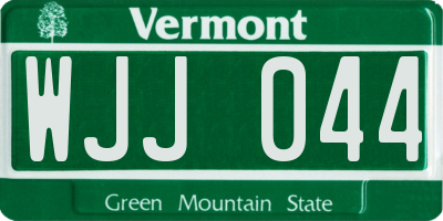 VT license plate WJJ044