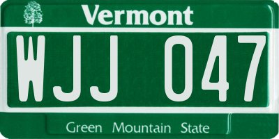 VT license plate WJJ047