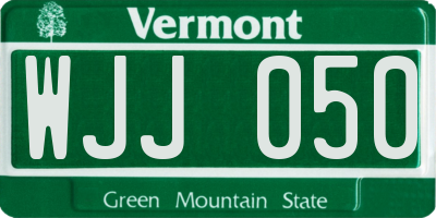 VT license plate WJJ050