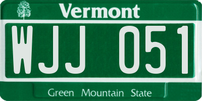 VT license plate WJJ051