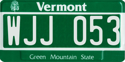 VT license plate WJJ053
