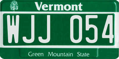 VT license plate WJJ054