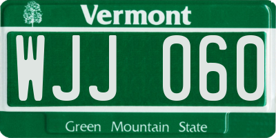 VT license plate WJJ060