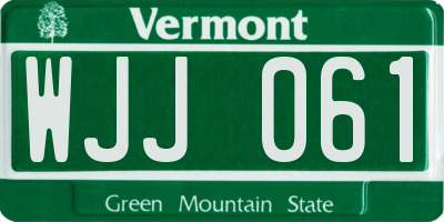 VT license plate WJJ061