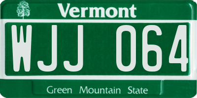VT license plate WJJ064