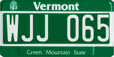 VT license plate WJJ065