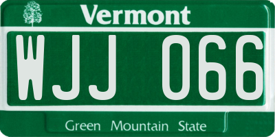 VT license plate WJJ066
