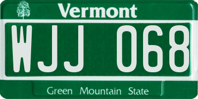 VT license plate WJJ068