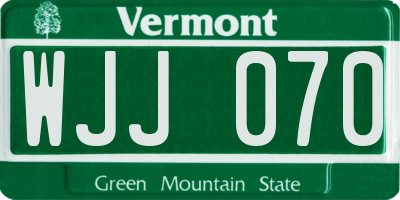 VT license plate WJJ070