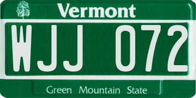 VT license plate WJJ072