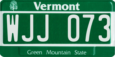 VT license plate WJJ073