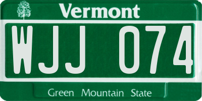 VT license plate WJJ074