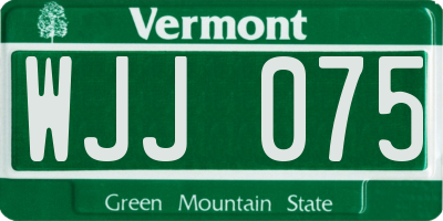 VT license plate WJJ075