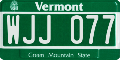 VT license plate WJJ077