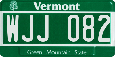 VT license plate WJJ082