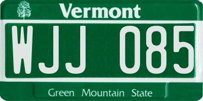 VT license plate WJJ085