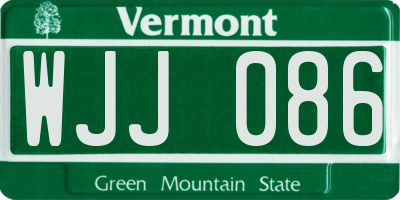 VT license plate WJJ086