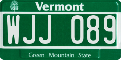 VT license plate WJJ089