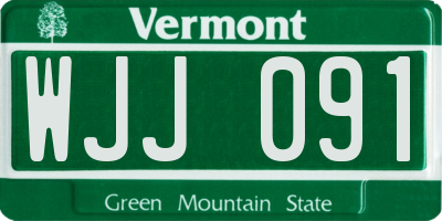 VT license plate WJJ091