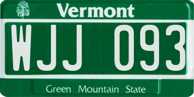 VT license plate WJJ093