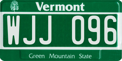 VT license plate WJJ096