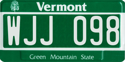 VT license plate WJJ098