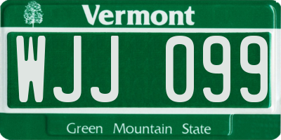 VT license plate WJJ099