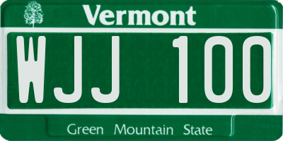 VT license plate WJJ100