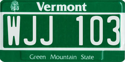 VT license plate WJJ103