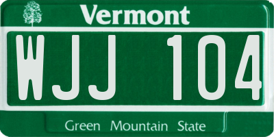 VT license plate WJJ104