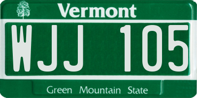 VT license plate WJJ105