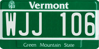 VT license plate WJJ106
