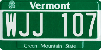 VT license plate WJJ107
