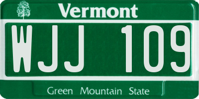 VT license plate WJJ109