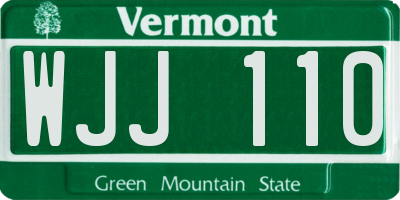 VT license plate WJJ110