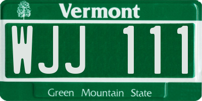 VT license plate WJJ111