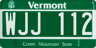 VT license plate WJJ112