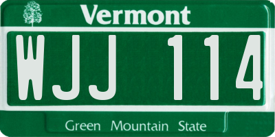 VT license plate WJJ114