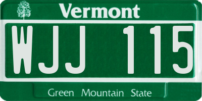 VT license plate WJJ115