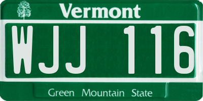 VT license plate WJJ116