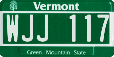 VT license plate WJJ117