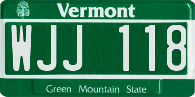 VT license plate WJJ118