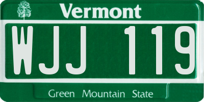 VT license plate WJJ119